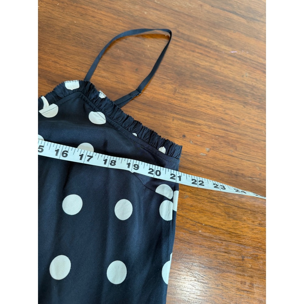 Doen Louise Silk Ruffle Cami Tank Top Solstice Sky Polka Dot Black White XXL - Picture 10 of 12